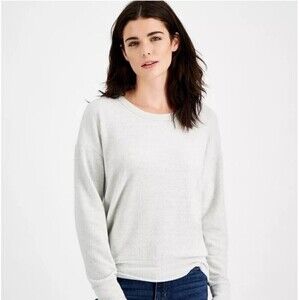 HIPPIE ROSE Juniors' Cutout Back Knit Top white Heather grey S, M, L